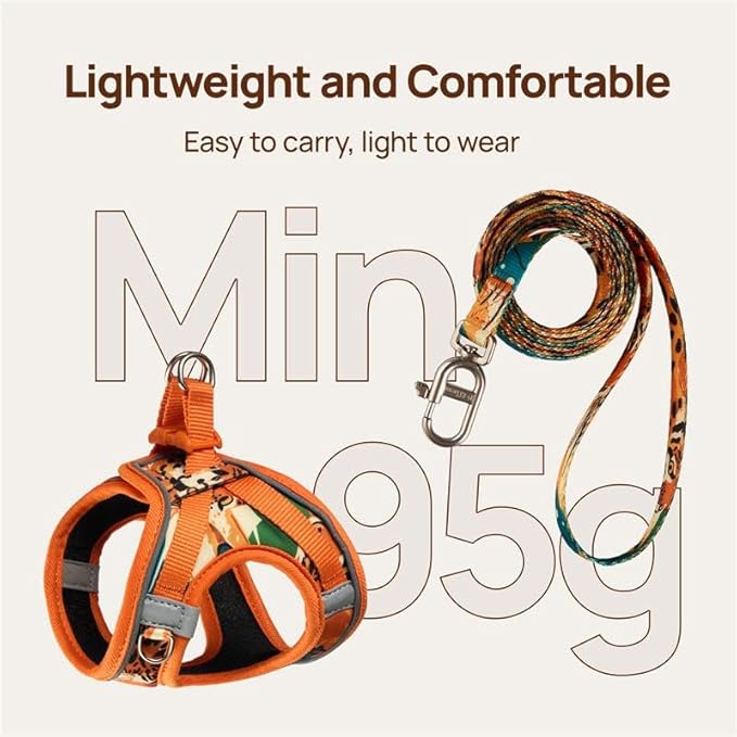 Cat Harness and Leash Set, Step-in Escape Proof Adjustable Vest Harness for Small Medium Large Cats, Lightweight Soft Breathable Reflective Kitten Harness, Easy to Wear for Walking Travel, Camping, M