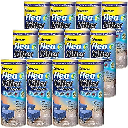 Enforcer Flea Killer for Carpet - Ocean Breeze Fragrance - 20 oz (Case of 12) EFKOB203 - Kills Fleas, Ticks, Lice, Ants, Silverfish, Roaches and More
