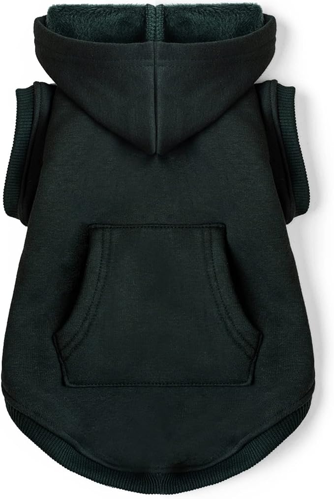 Koneseve Dog Hoodie Fleece Puppy Clothes Warm Sweater with Hat for Small Dogs Cat Hooded Shirt Kitten Pet Basic Sweatshirt with Pocket Doggie Soft Winter Coat Apparel (Green; S)