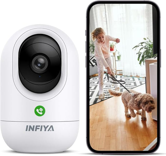 2K Baby Camera-WiFi Home Security Cameras Indoor via One-Tap Call with Elderly/Baby/Nanny, Motion Alert, Local/Optional Cloud Storage, Compatible with Alexa/Google Home, K7 1Pack (2.4GHz Only)