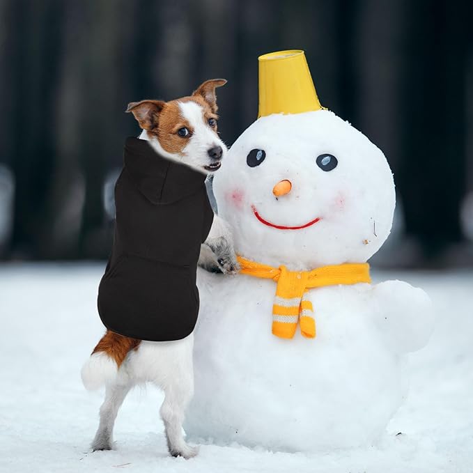 Dog Sweaters,Dog Hoodie,Cozy Fleece Interior Sweatshirt with Hood & Pocket,Leash Hole,Pet Clothes Sweater for Small,Medium,and Large Dogs,Black&L