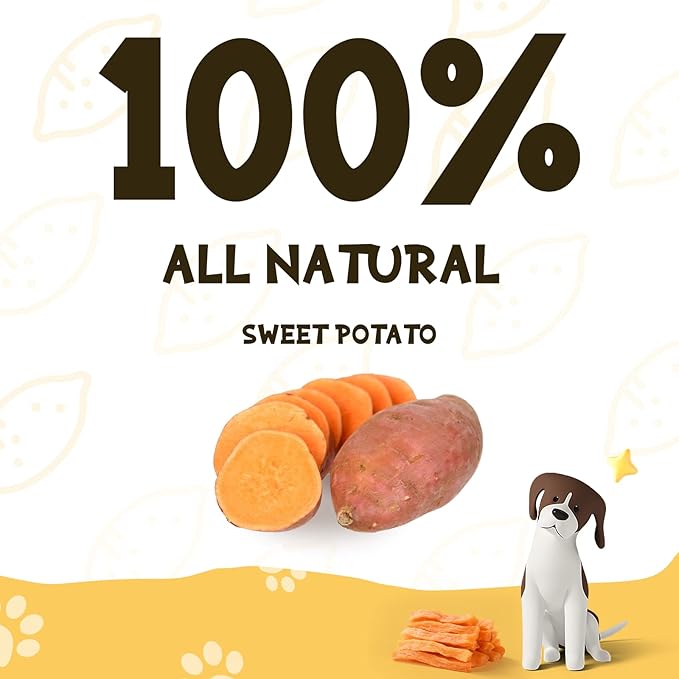 ASMPET Dog Treats Chews, Sweet Potato Strips, Gluten & Grain Free Dog Snacks for Training Rewards 10.6 oz
