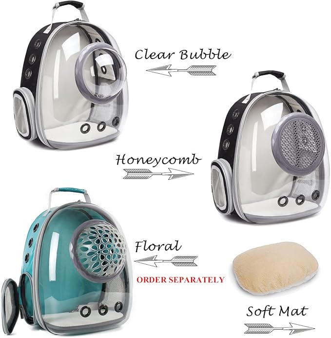 Bubble Cat Carrier Backpack, Transparent Pet Carrier Backpack for Small Puppy and Bunny, Space Capsule Bubble Cat Backpack Carrier, Airline Approved Waterproof Green Pet Backpack for Small Dog
