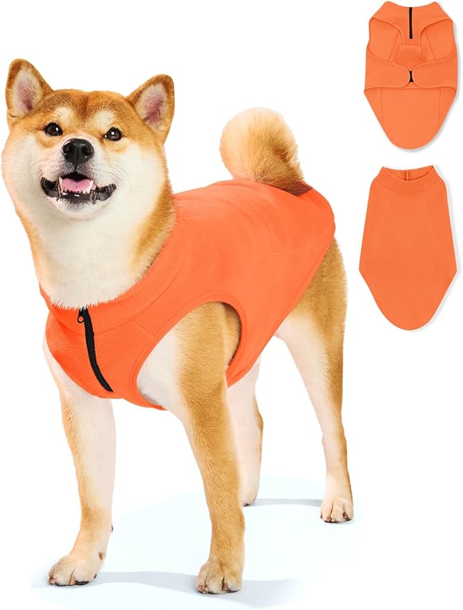 Haloumoning Dogs Fleece Coats Pet Jackets for Small and Medium Dogs Puppy Mock Neck Zipper Fall Winter Jacket