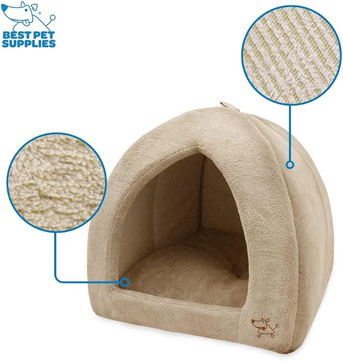 Pet Tent-Soft Bed for Dog and Cat by Best Pet Supplies - Tan, 19" x 19" x H:19"