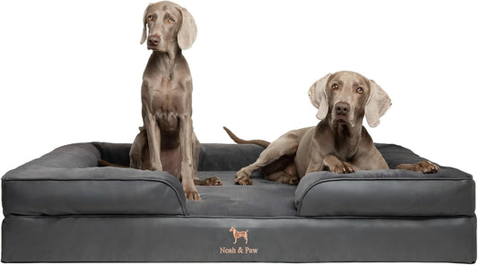 NOAH & PAW Giant Dog Bed XXL, 55x45x11 Inch, Orthopedic Dog Beds, Eggshell Memory Foam Infused with Cooling Gel, Inner Cover, Waterproof, Machine Washable (Faux Leather Sofa Collection)