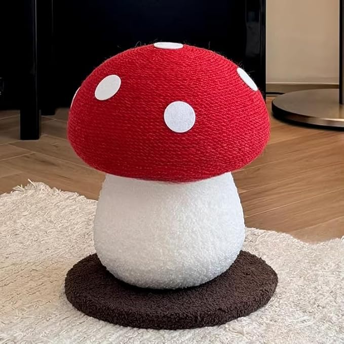 Mushroom Cat Scratcher, Cute Cat Scratching Post, Durable Sisal Rope Cat Scratching Board, Kitten Tree, Cat Toy for Cats to Play and Care for Their Claws, No Assembly Required