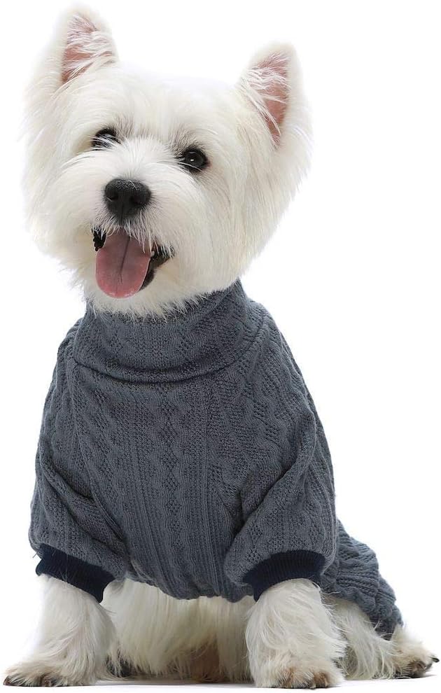 Fitwarm Turtleneck Knitted Dog Sweaters Winter Outfits Pet Coats Cat Clothes Blue XXL