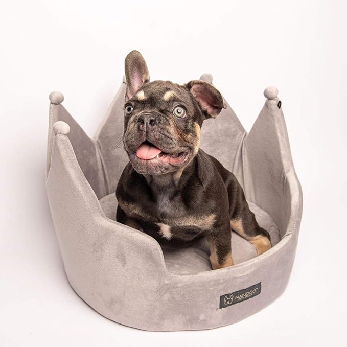 NANDOG Pet Gear Crown Cozy Round Dog and Cat Bed Collection Washable Indoor Pet Bed for Small Breeds -Soft Bed Fits in Crate or Kennel - Made of Ultra Soft Micro-Plush Material (Grey)