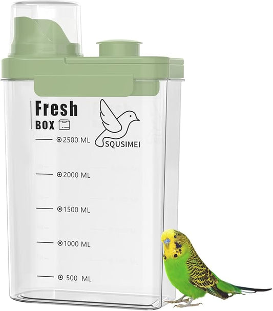 3 Qt/2.8 L Bird Seed Storage Container with Lids Airtight Measuring Cup, Bird Seed Dispenser Pet Food Container Are Used to Store Bird Food, Chicken Feed BPA Free (2.8L, Green)