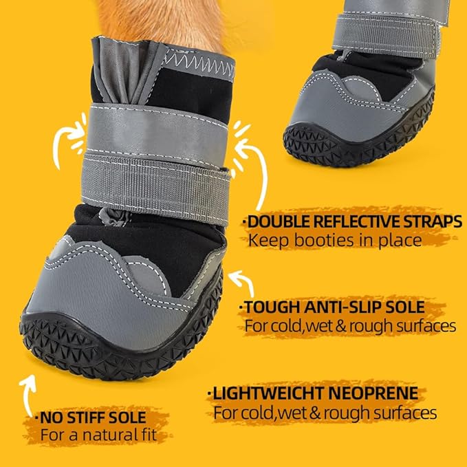 Dog Shoes for Small Dogs, Dog Boots & Paw Protectors for Hardwood Floors, Outdoor Dog Booties for Hot Pavement Winter Snow Hiking, Waterproof Dog Shoes with Reflective Strips Size 1
