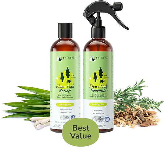 Flea & Tick Spray and Shampoo Kit for Dogs & Cats