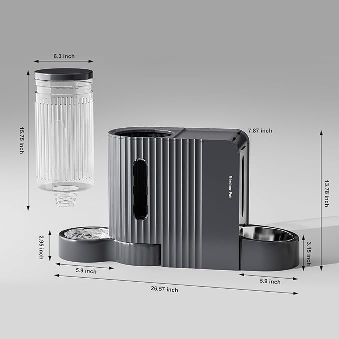 Gardner Pet Automatic Gravity Cat Food Feeder and Water Dispenser Stainless Steel Two-in-One Set Large Capacity Dispenser for Medium, Large Dogs, Puppies, Kittens, Rabbits-(1.6 Gallons x 2)