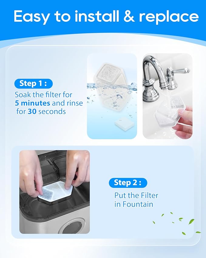 24 Pack Cat Water Fountain Filters Compatible with Speedeer Wireless Cat Fountain Stainless Steel Filters 135oz/4L ZTI0506 Filter for Cats with Pre-Filter Sponges