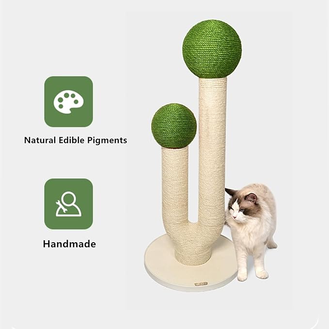 SHENGOCASE Aesthetic Modern 45.3" Tall and Large Themed Cactus Cat Tree Tower Cat Climbing Scratching Post Sisal, Ball Scratcher
