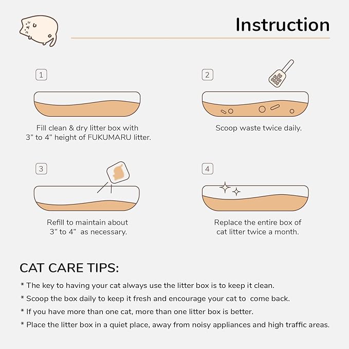 FUKUMARU Tofu Cat Litter, 18 LBS Clumping Cat Litter Flushable, Dust Free, Natural, Unscented, Lightweight, Low Tracking, Mixed Apple Wood, 24/7 Odor Control, 6lb x 3bags