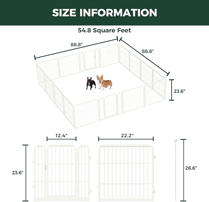 FXW Rollick Unleashed Dog Playpen for Indoor, Yard, RV Camping, 24 inch 16 Panels for Small and Puppy Dogs, White│Patented