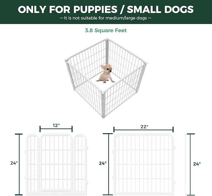 FXW Homeplus Unleashed Indoor Dog Playpen - Stress-Free and Safe Play, Heavy Duty 24 Inch 4 Panels Dog Pen for Puppy and Small Dogs, White│Patented