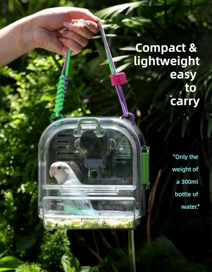 Portable Plastic Bird Cages Lightweight Waterproof Ventilated Travel Bird Cage for Pets Ideal for Outdoor Use Easy to Carry Bird Carrier Perfect for Small Birds and Budgies (Green)