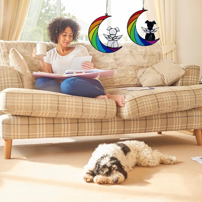 Dog Memorial Gifts, Death Sympathy Gift for Loss of Dogs, Rainbow Bridge Pet Passing Away Pet Memorial Sun Catcher Gifts