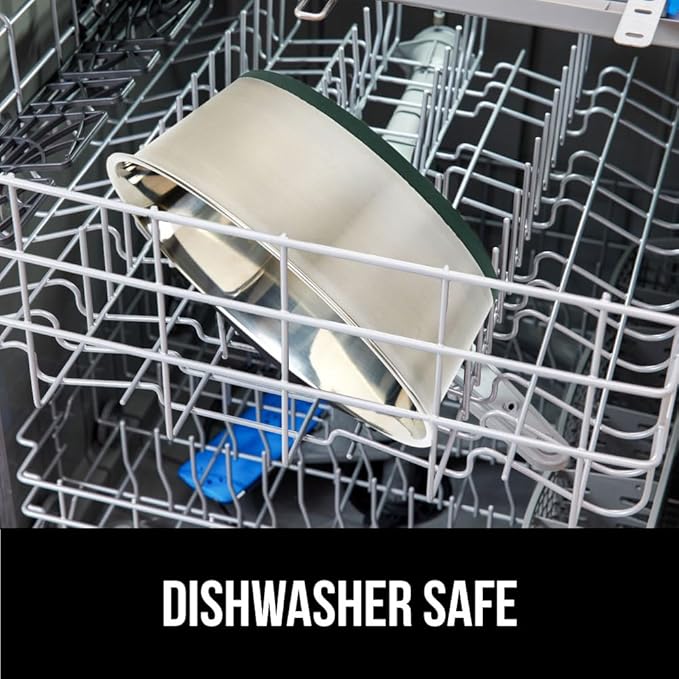 GORILLA GRIP Set of 2 Dog Bowls, Holds 4 Cups (32 fl oz), Heavy Duty Metal Food and Water Bowl for Feeding Dogs and Cats, Dishwasher Safe, Rust Resistant Stainless Steel, BPA Free Rubber Base, Green