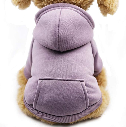 Jecikelon Winter Dog Hoodie Sweatshirts with Pockets Warm Dog Clothes for Small Dogs Chihuahua Coat Clothing Puppy Cat Custume (Purple, Medium)