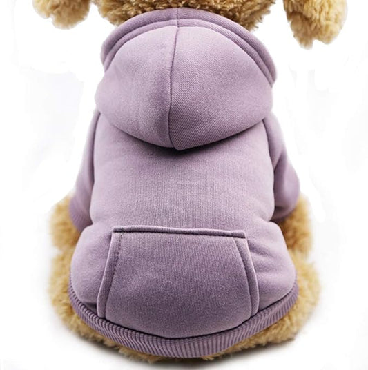 Jecikelon Winter Dog Hoodie Sweatshirts with Pockets Warm Dog Clothes for Small Dogs Chihuahua Coat Clothing Puppy Cat Custume (Purple, Small)