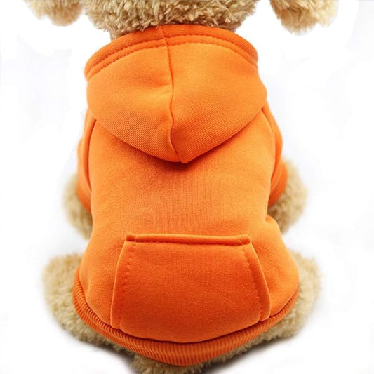 Jecikelon Winter Dog Hoodie Sweatshirts with Pockets Warm Dog Clothes for Small Dogs Chihuahua Coat Clothing Puppy Cat Custume (Orange, Small)