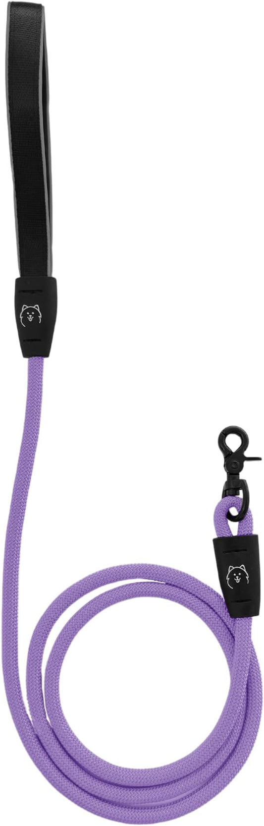 ShawnCo Basecamp Rope Dog Leash- Premium, Durable Pet Leash with Soft Neoprene Padded, Reflective Handle for Small, Medium and Large Dogs (ICY Lilac, 6 Feet)