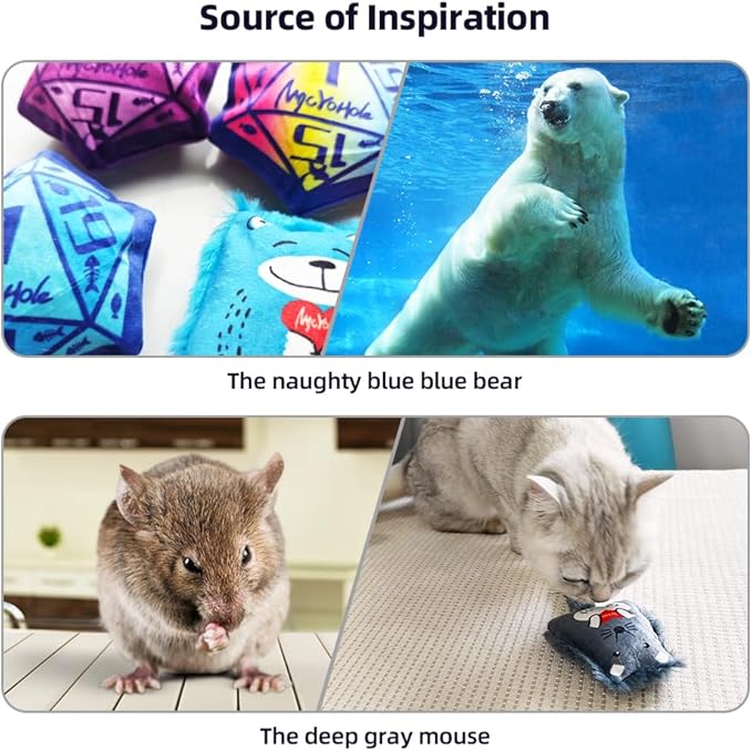 Cat Toys Catnip Toys Soft Plush Mouse Catmint Interactive Cat Kicker Toys with Crinkle Sound for Indoor Kitten Cats (8Mixed Colors)