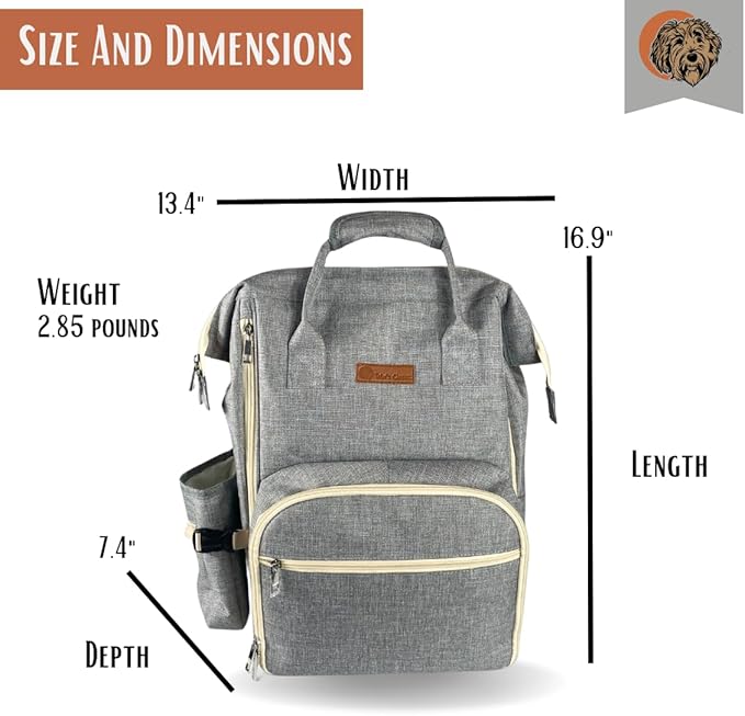 Tito's Closet Dog Travel Bag Includes Pet Travel Accessories 2-Pack Travel Bowl, 2 Dog Food Containers, Treat Bag (Gray), DB2024