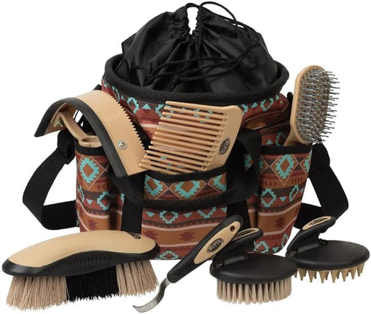 Weaver Leather Horse Grooming Kit, 7-piece Brush Set with Organizer Tote Bag, Equine Care, Grooming Supplies, Lost Creek