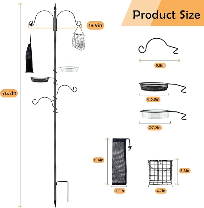 Premium Bird Feeding Station Kit - Multi Feeder Hanging Set with Suet Cage, Bird Bath & Finch Sock Attractors
