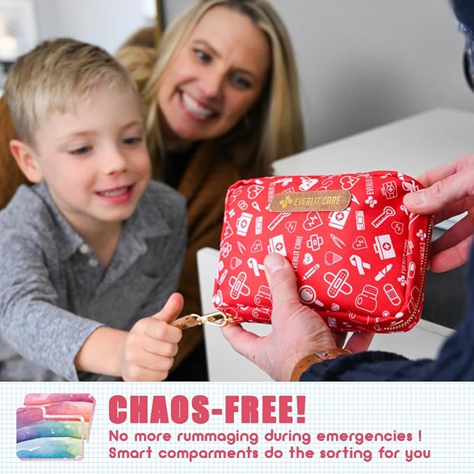 EVERLIT Care Rescue Pack | Family-Friendly First Aid Kit for Kids with 200 Pcs Medical Supplies | Travel-Friendly Compact Storage Bag for Home, Car, Travel, Camping, Adventure (Original)
