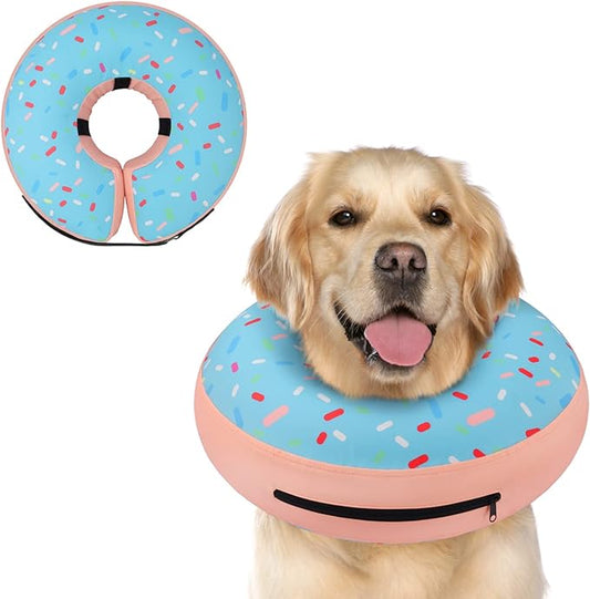 Supet Inflatable Dog Cone Collar Alternative After Surgery, Doggie Neck Donut Collar Recovery E Collar, Soft Dog Cone for Small Medium Large Dogs