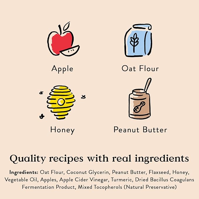 Bocce's Bakery Dailies Super Shield Dog Treats for Immune Support, Wheat-Free Dog Treats, Made with Real Ingredients, Baked in The USA, All-Natural Soft & Chewy, Peanut Butter & Apple, 6 oz