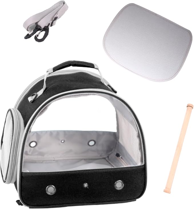 Bird Travel Carrier, Portable Small Bird Parrot Parakeet Carrier with Standing Perch and Soft Mat, Side Access Window Collapsible to Carry and Transport Birds Vet Visit