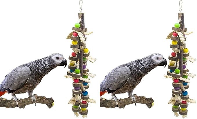 EBaokuup Wood Bird Chewing Toys-Blocks Parrot Tearing Toys Best for Finch,Budgie,Parakeets,Cockatiels, Conures,Love Birds and Amazon Parrots (Pack of 2)