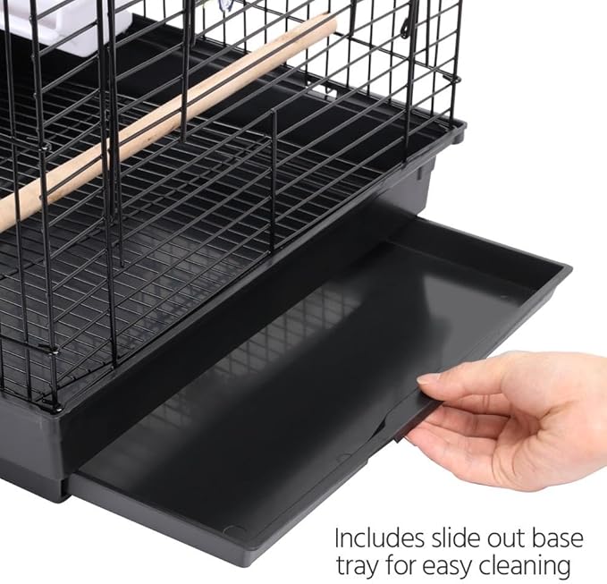 Yaheetech Open Play Top Travel Bird Cage for Conure Sun Parakeet Green Cheek Conure Lovebird Budgie Finch Canary, Small-Size Travel Portable