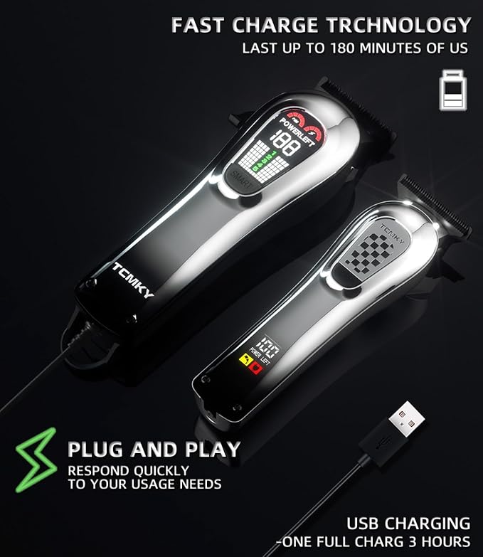 Hair Clippers for Men, Professional Clippers and Trimmers Set, Cordless Clippers for Hair Cutting, Beard Trimmer, Barber Clippers, Rechargeable Electric Shaver