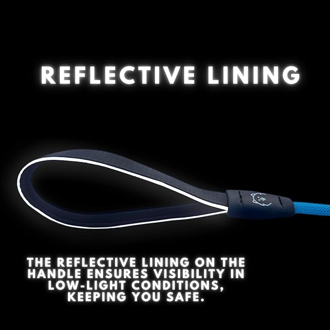 ShawnCo Basecamp Rope Dog Leash- Premium, Durable Pet Leash with Soft Neoprene Padded, Reflective Handle for Small, Medium and Large Dogs (Midnight, 6 Feet)