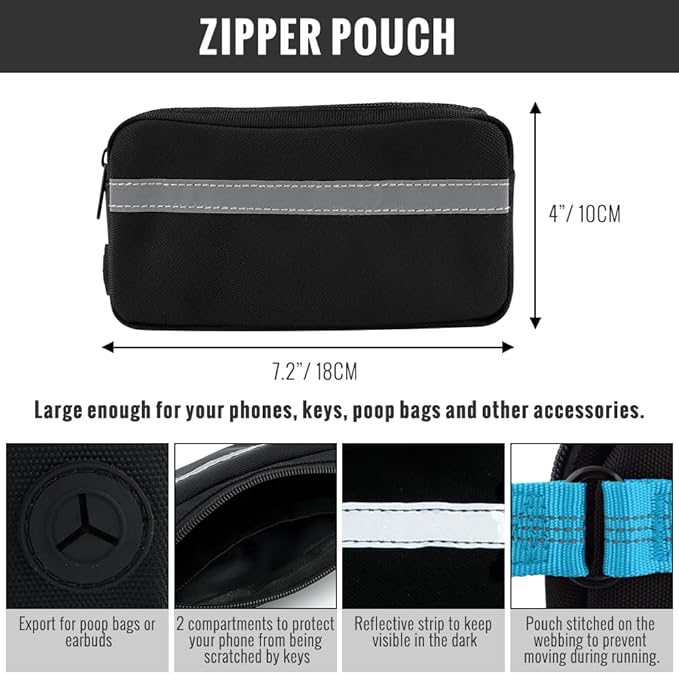 Plutus Pet Hands Free Dog Leash - Soft Padded Dual Handle Retractable Bungee With Reflective Stitches, Adjustable Waist for Walking Running Jogging, Medium Large Dogs