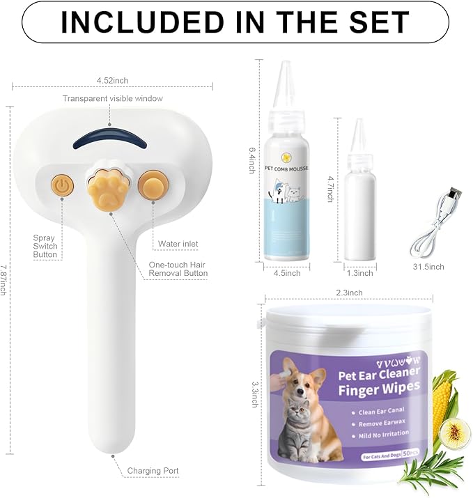 Pet Steam Brush for Dog & Cat–Pet comb leave-in serum
