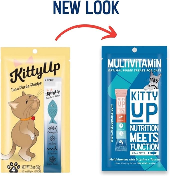 Lickable Cat Treats -Real Tuna Multivitamin Puree with Lysine & Taurine for Indoor Cats | Grain-Free, Squeeze Tube (50 Pack)