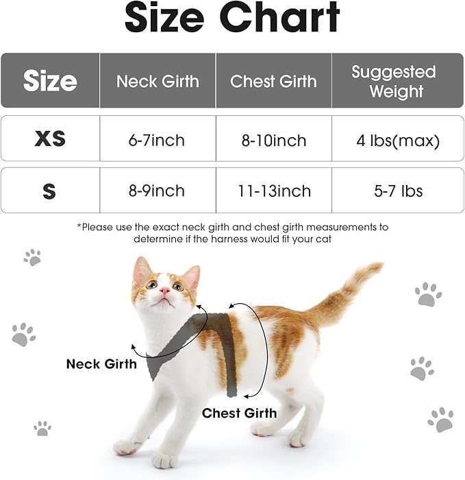 Cat Harness and Leash Set for Walking Escape Proof, Soft Adjustable Kitten Harness Breathable Mesh with Reflective Strips Harness for Kitty Puppy Bunny (Black, Small)