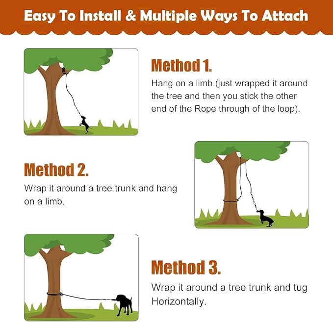 HOPET Dog Rope Toys,Dog Outdoor Bungee Solo Hanging Toy,Tether Tug of War Dog Toys for Pitbull Small Large Aggressive Chewers Dogs to Exercise