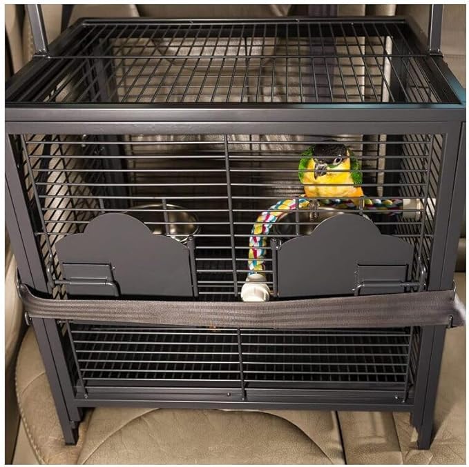 Artisanal Artistry Bird Cage with Handcrafted Design, Intricate Details, Spacious Interior for a Stylish and Comfortable Home Black/Small