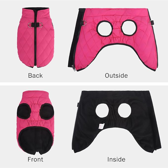 SCENEREAL Dog Winter Coat - Warm Jacket with Built-in Harness for Small & Medium Dogs, Waterproof, Fleece Puffer Vest, Windproof & Snow Clothes for Puppy Pet