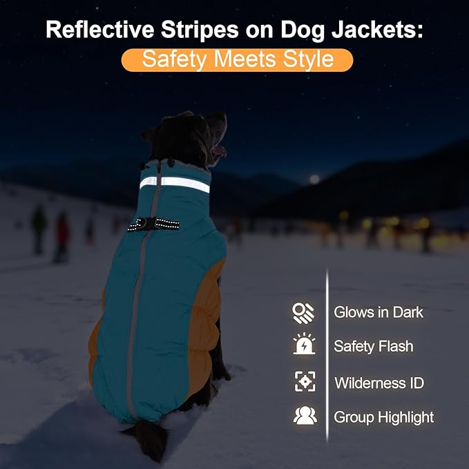 Warm Dog Jackets for Large Dogs, Waterproof Dog Coat with Harness Built in, Zipper Clousure, Fleece Lining for Cold Weather Outdoor Walks, Pet Snowsuit for Shiba Inu, French Bulldog - L