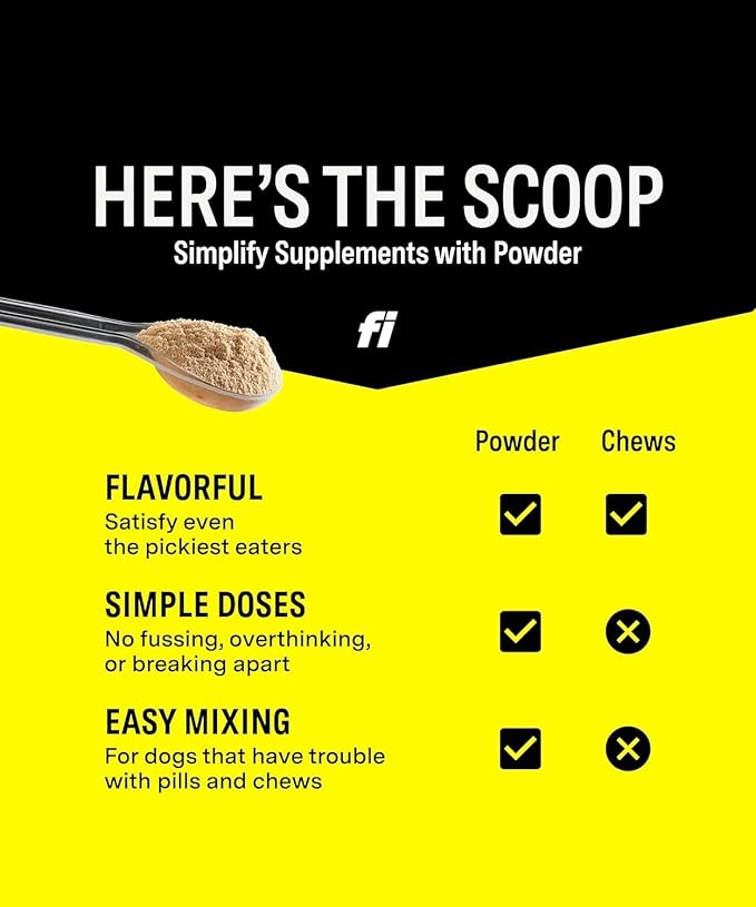 Fi 8-in-1 Dog Supplement Powder | Health Support for Bone, Skin, Digestion, Immunity & Joint Supplement for Dogs | Vet-Formulated for Puppies, Adults and Seniors | 90 Scoops